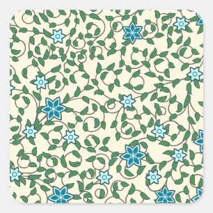 Nahtloses Blumenmuster auf beigem Hintergrund Quadratischer Aufkleber