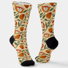Nahtloses Blumenmuster auf beigem Hintergrund Socken