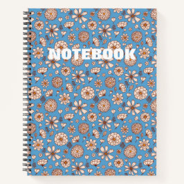Nahtloses Blumenmuster blau Notizbuch