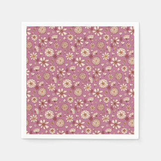 Nahtloses Blumenmuster bordeauxrot Serviette