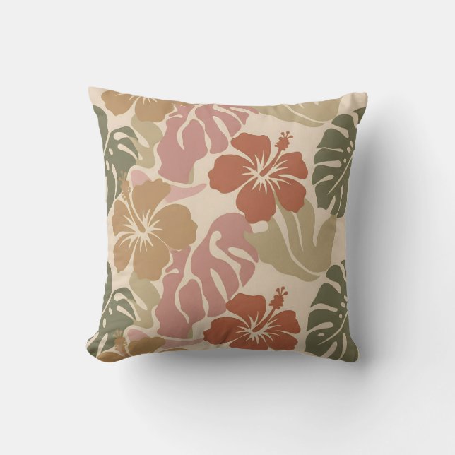 Nahtloses Blumenmuster – Elegantes botanisches Des Kissen (Vorderseite)