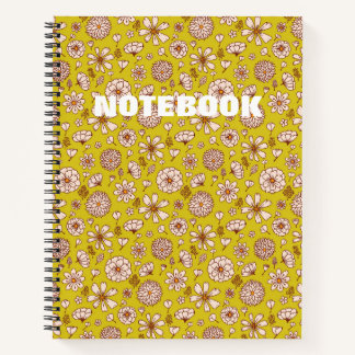 Nahtloses Blumenmuster gelb Notizbuch
