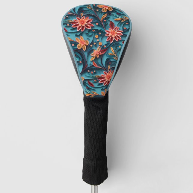 Nahtloses Blumenmuster - Golf Head Cover Headcover (Vorderseite)