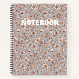 Nahtloses Blumenmuster Grau Notizbuch