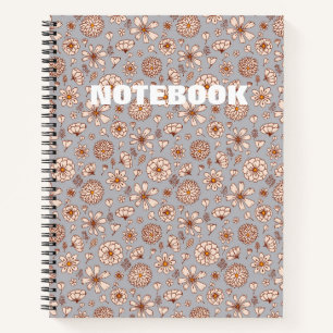 Nahtloses Blumenmuster Grau Notizbuch