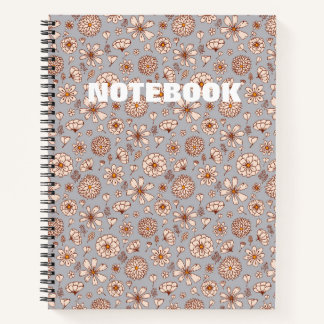 Nahtloses Blumenmuster Grau Notizbuch