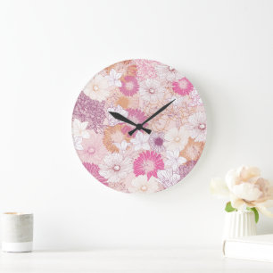 Nahtloses Blumenmuster Große Wanduhr