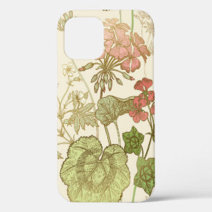 Nahtloses Blumenmuster. Grüne Blätter, rosa Gera iPhone 12 Hülle