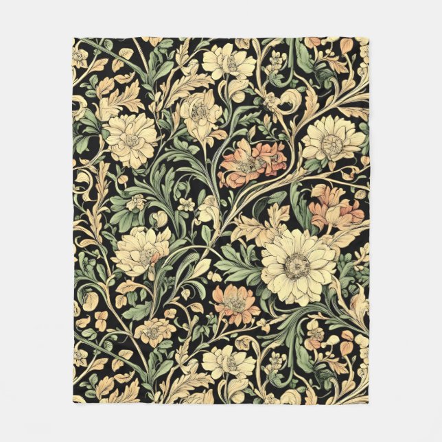 Nahtloses Blumenmuster im Stil von William Morris  Fleecedecke (Vorderseite)