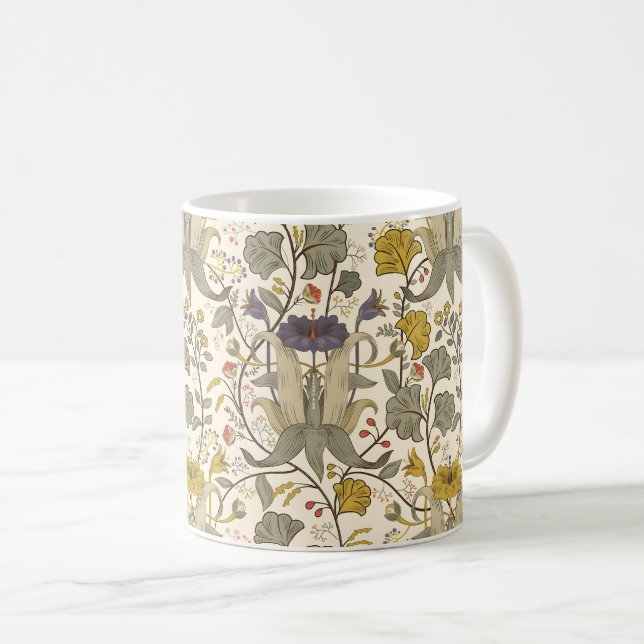 Nahtloses Blumenmuster im Stil von William Morris  Kaffeetasse (VorderseiteRechts)