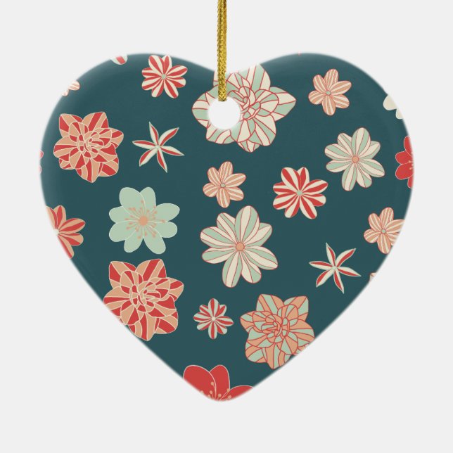 Nahtloses Blumenmuster Keramik Ornament (Hinten)