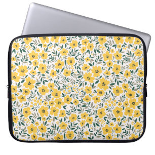 Nahtloses Blumenmuster,  Kleine gelbe Blumen. We Laptopschutzhülle