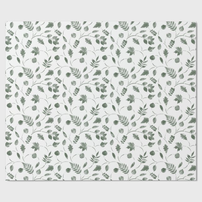 nahtloses Blumenmuster mit Blättern Geschenkpapier (Flach)