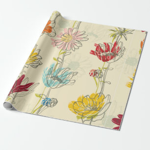 Nahtloses Blumenmuster mit handgezeichnet Blume Geschenkpapier