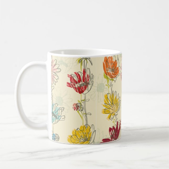 Nahtloses Blumenmuster mit handgezeichnet Blume Kaffeetasse (Links)