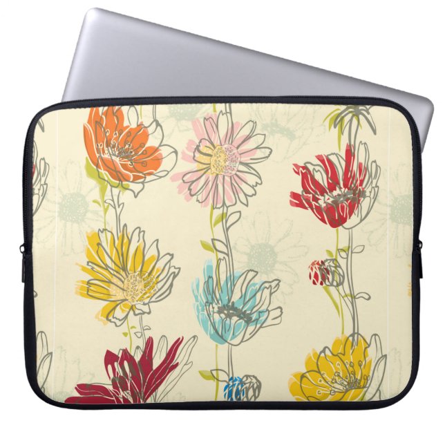 Nahtloses Blumenmuster mit handgezeichnet Blume Laptopschutzhülle (Vorderseite)