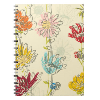 Nahtloses Blumenmuster mit handgezeichnet Blume Notizblock