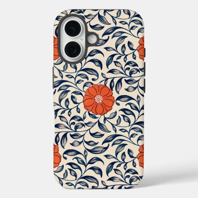 Nahtloses Blumenmuster mit lebendiger orangefarben Case-Mate iPhone Hülle (Rückseite)