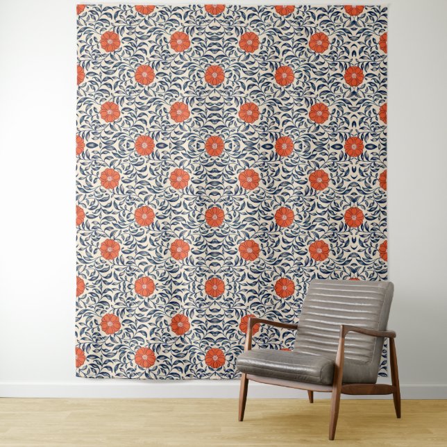 Nahtloses Blumenmuster mit lebendiger orangefarben Wandteppich (Beispiel)
