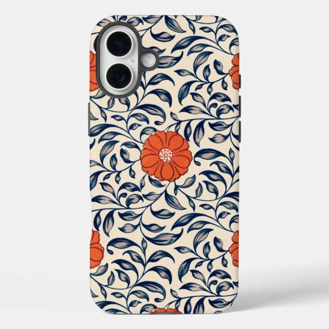 Nahtloses Blumenmuster mit leuchtender orangefarbe Case-Mate iPhone Hülle (Rückseite)