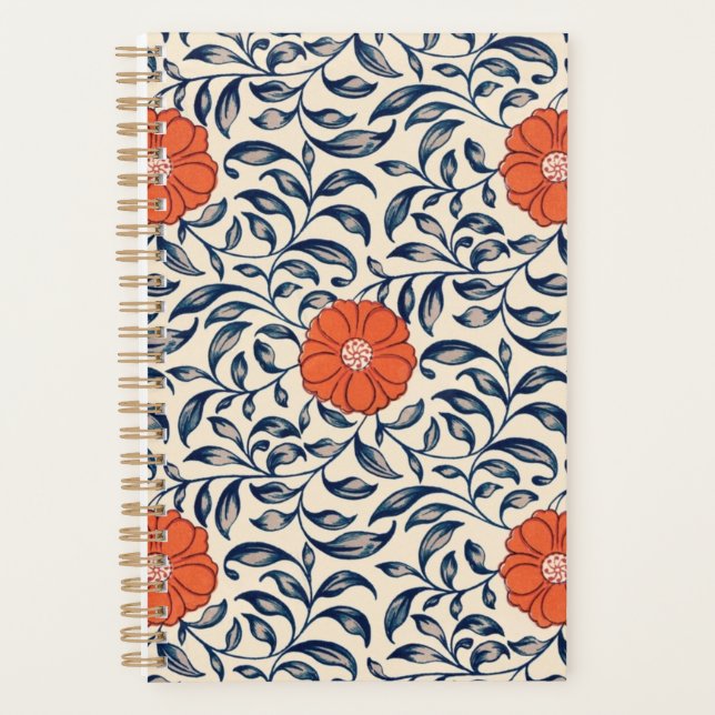 Nahtloses Blumenmuster mit leuchtender orangefarbe Planer (Vorderseite)