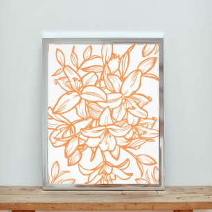 Nahtloses Blumenmuster mit orangen Blume Fotodruck