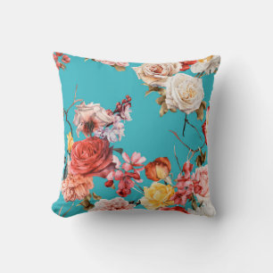 Nahtloses Blumenmuster mit Rosen, Aquarell. fl Kissen