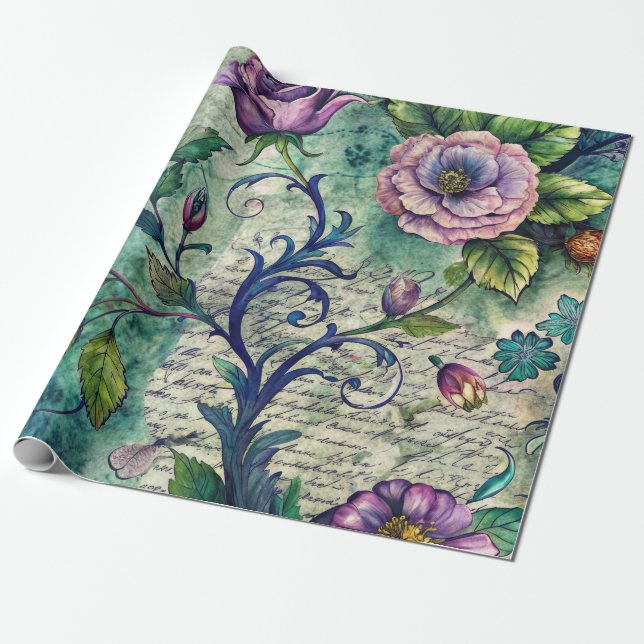 Nahtloses Blumenmuster Möbel-Dekorationspapier Geschenkpapier (Ungerollt)