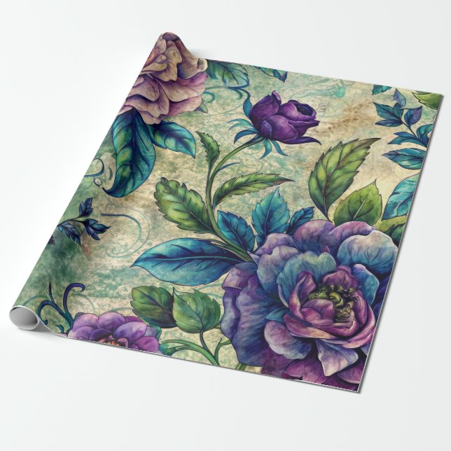 Nahtloses Blumenmuster Möbel Dekorationspapier Geschenkpapier (Ungerollt)