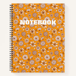 Nahtloses Blumenmuster orange Notizbuch