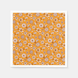 Nahtloses Blumenmuster orange Serviette