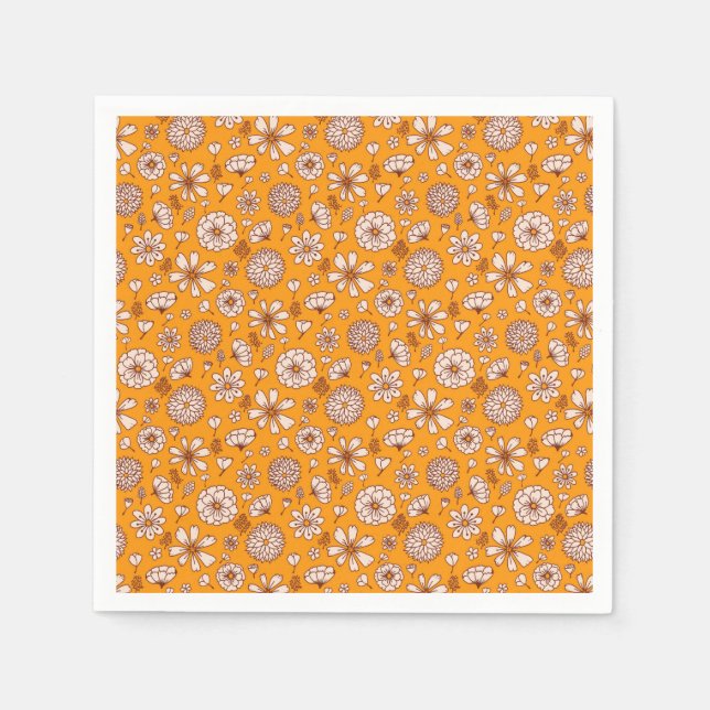 Nahtloses Blumenmuster orange Serviette (Vorderseite)