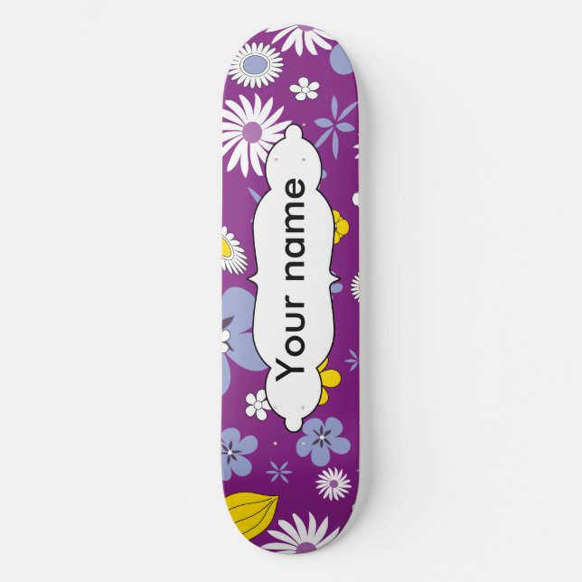 Nahtloses Blumenmuster Skateboard (Vorderseite)