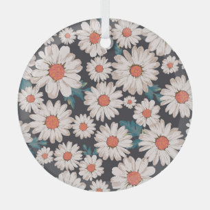 Nahtloses Blüten-Daisy-Blumenmuster Ornament Aus Glas