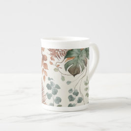 Nahtloses Boho-Blumenmuster Blumen Prozellantasse