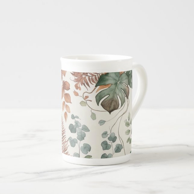 Nahtloses Boho-Blumenmuster Blumen  Prozellantasse (Vorderseite Rechts)