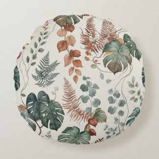 Nahtloses Boho-Blumenmuster Blumen Rundes Kissen