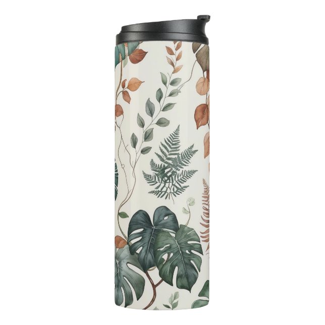 Nahtloses Boho-Blumenmuster Blumen  Thermosbecher (Nach links gedreht)