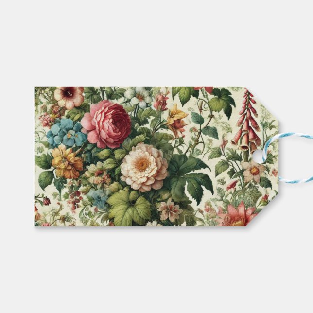 Nahtloses botanisches Muster Geschenkanhänger (Vorderseite (Horizontal))