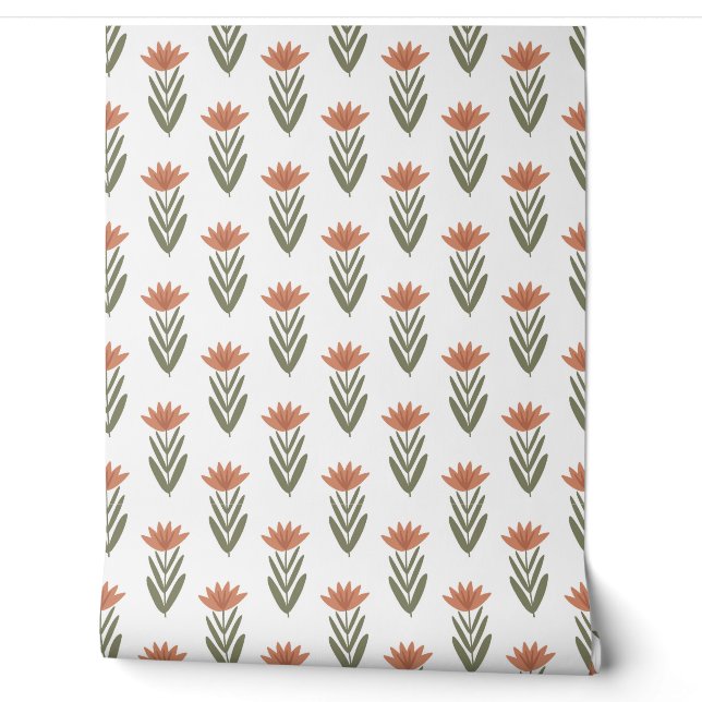 nahtloses botanisches Muster mit Blumen  Tapete (Abrollen)