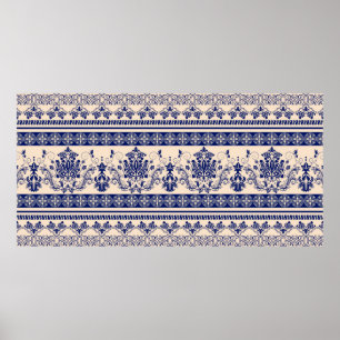 Nahtloses Damasmuster, klassische Tapete, Rücken Poster