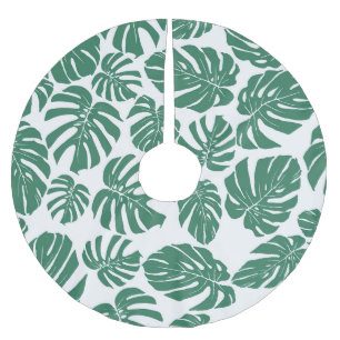 Nahtloses, dekoratives Muster mit Monstera-Blätter Polyester Weihnachtsbaumdecke
