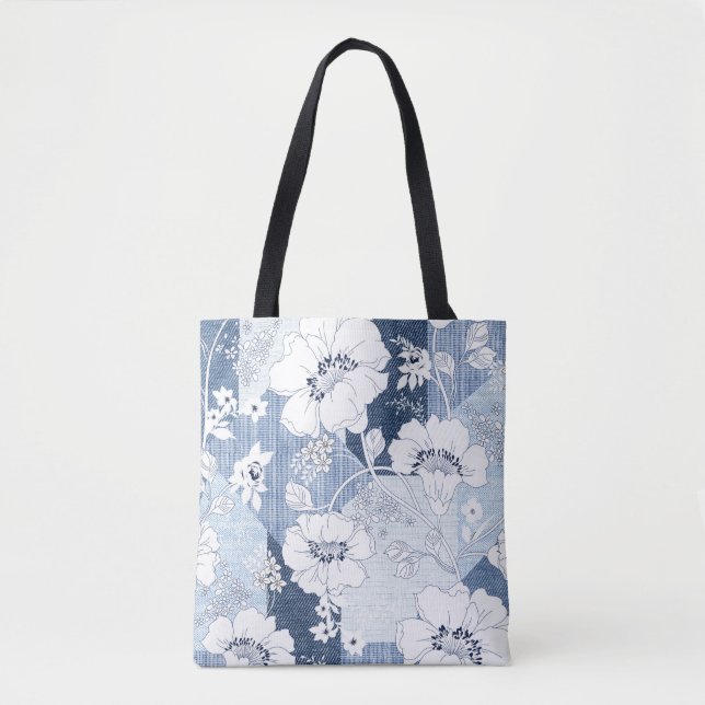 Nahtloses Denim-Patchwork für die Blume (Vorderseite)