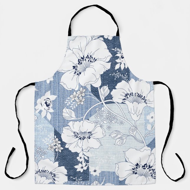 Nahtloses Denim-Patchwork für die Blume Schürze (Vorderseite)