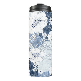 Nahtloses Denim-Patchwork für die Blume Thermosbecher