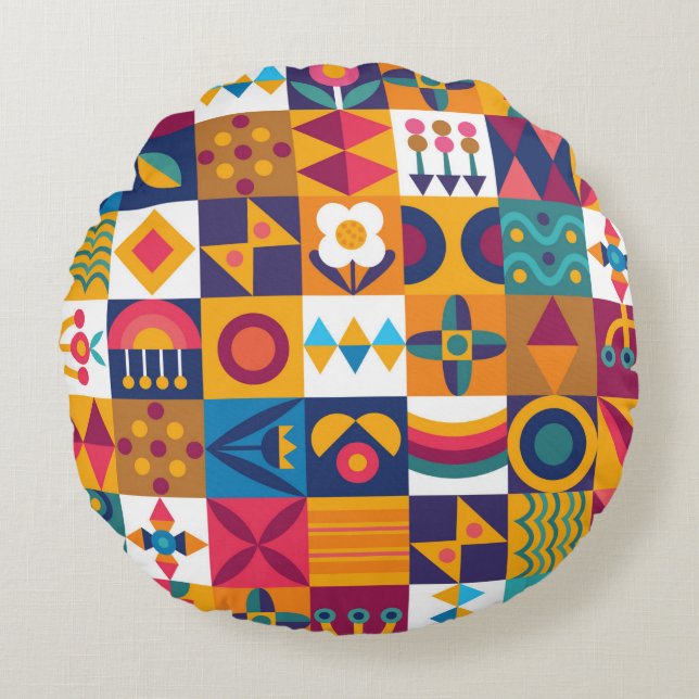 Nahtloses Design, moderne Kunst Rundes Kissen (Vorderseite)