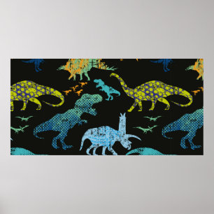 Nahtloses Dino-Muster. Originelles Design mit tRex Poster