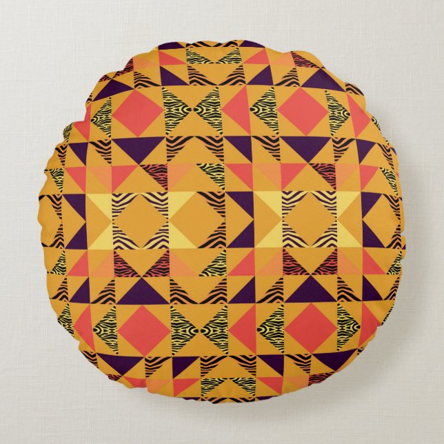 Nahtloses Dreieck mit abstraktem Hintergrund Rundes Kissen (Vorderseite)