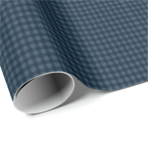 Nahtloses dunkelblaues und graues Gingham-Landhaus Geschenkpapier