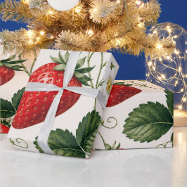 Nahtloses Erdbeer-Botanik-Muster im Vintage-Stil Geschenkpapier
